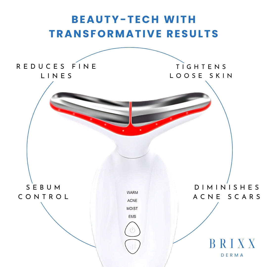 Sculpta-V with text highlighting its skin care benefits on a white background