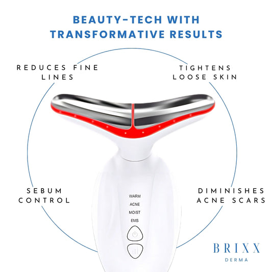 Sculpta-V with text highlighting its skin care benefits on a white background