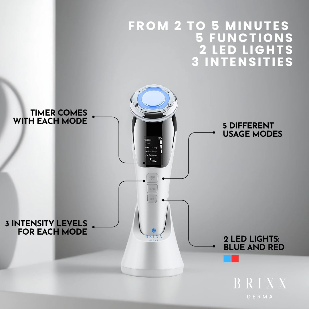 Brixx Derma device with features highlighted on a gray background