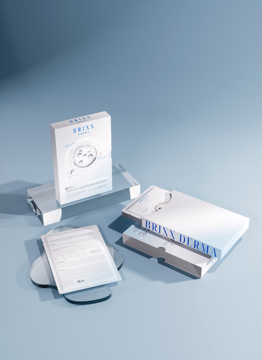Brixx Derma packaging on a blue background
