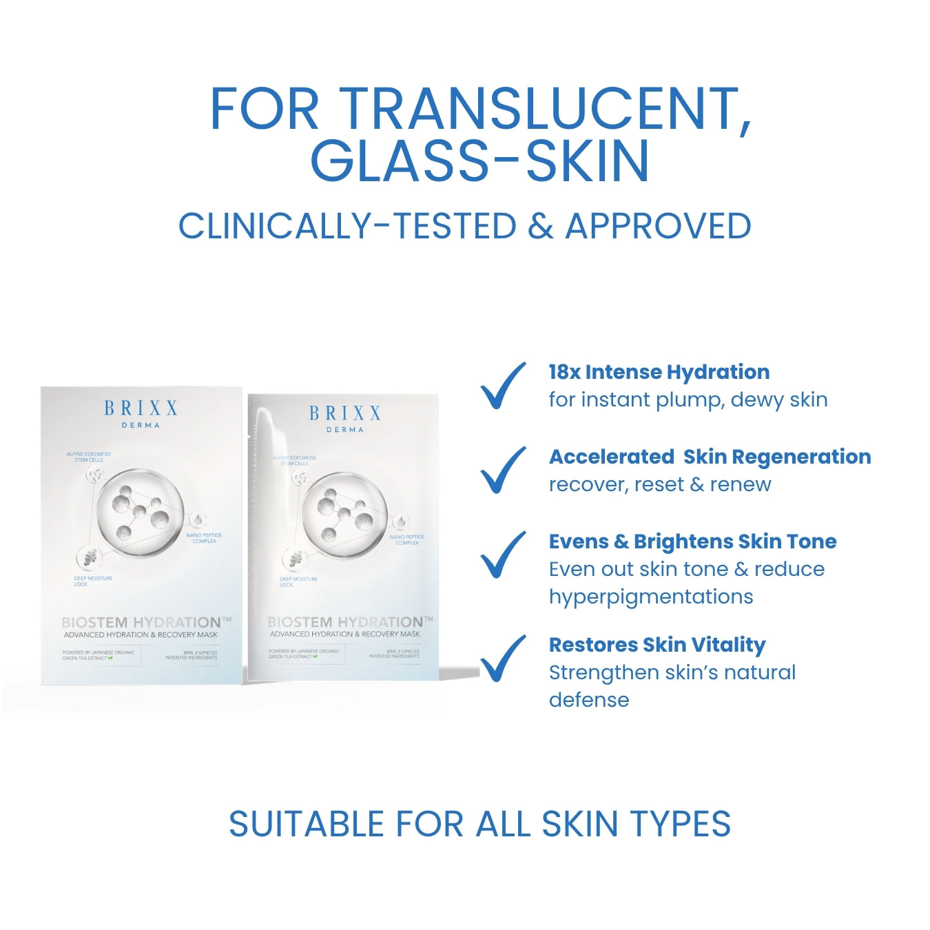 Brixx Derma skincare product packaging with text highlighting benefits on a white background