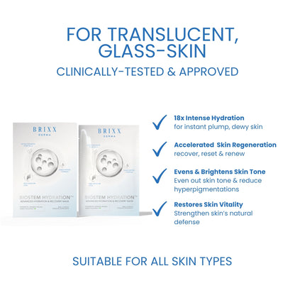 Brixx Derma skincare product packaging with text highlighting benefits on a white background